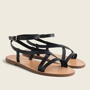 New! J Crew Flat Strappy Italian Sandals in Vachetta Leather Size 9